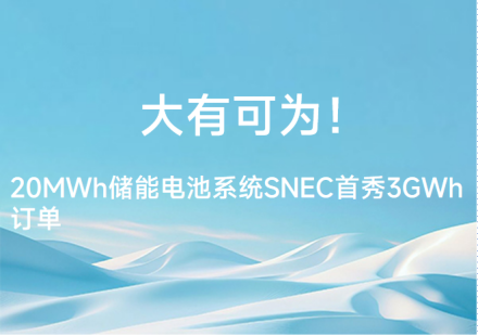 大有可為！ 20MWh儲能電池系統(tǒng)SNEC首秀獲3GWh訂單